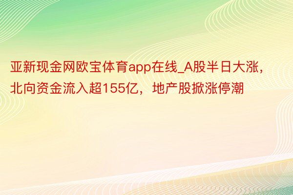 亚新现金网欧宝体育app在线_A股半日大涨，北向资金流入超155亿，地产股掀涨停潮
