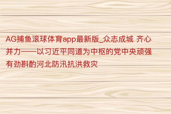 AG捕鱼滚球体育app最新版_众志成城 齐心并力——以习近平同道为中枢的党中央顽强有劲斟酌河北防汛抗洪救灾